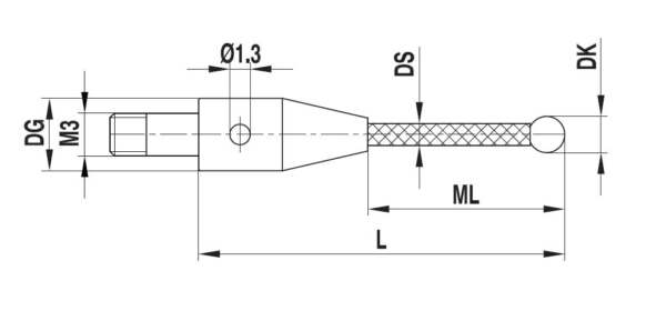 Renishaw, M3 Ø3 mm ruby ball, carbon fiber stem, L 20 mm, ML 11 mm, for Zeiss applications, A-5555-3875