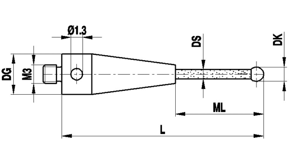 Renishaw, M3 Ø6 mm ruby ball, ceramic stem, L 13 mm, ML 9 mm, for Zeiss applications, A-5555-0275