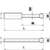 Renishaw, Stylus for holder, Ø2.5 mm ruby ball, tungsten carbide stem, L 27 mm, DS 1 mm, for Zeiss applications, A-5555-2413